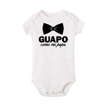 Lustiger spanischer Säuglings-Neugeborenen-Krabbelspielanzug Guapo Como Mi Papa Jungen Baby Lässige Bodys Kleidung Outfits Neuer Papa Beste Geschenke.