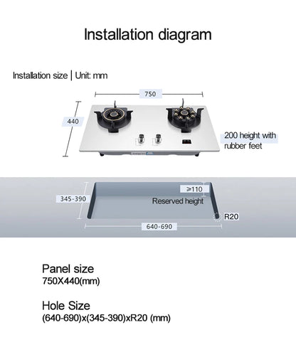 Household Double Stove Liquefied Gas Stove Embedded Kitchen Household Gas Stove Environmental Protection And Energy Saving.