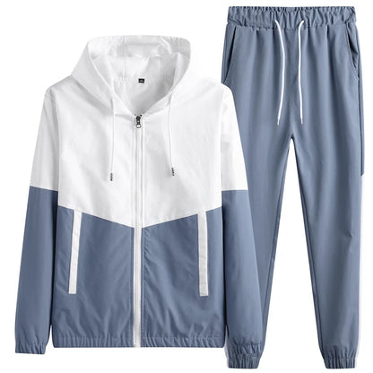 2025 Men Tracksuit Casual Joggers Hooded Sportswear Jackets And Pants 2 Piece Sets Hip Hop Running Sports Suit.