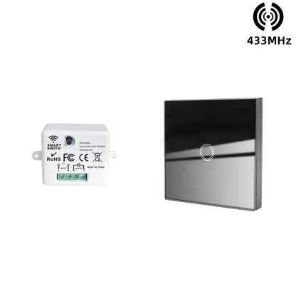 433 MHz intelligenter Lichtschalter Rf Wireless Touch Wandschalter mit Fernbedienung gehärtetes Glas Panel Schalter für Zuhause LED LAMPE 220 V