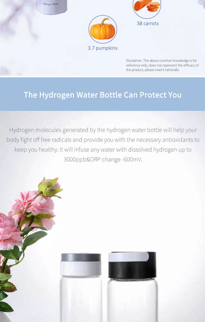 Max 3000ppb Hydrogen Rich Water Generator- 3 in 1 use(Breath with tube) DuPont SPE+PEM Dual Chamber H2 electrolysis Water Bottle.