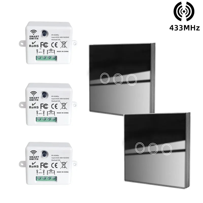 433 MHz intelligenter Lichtschalter Rf Wireless Touch Wandschalter mit Fernbedienung gehärtetes Glas Panel Schalter für Zuhause LED LAMPE 220 V.