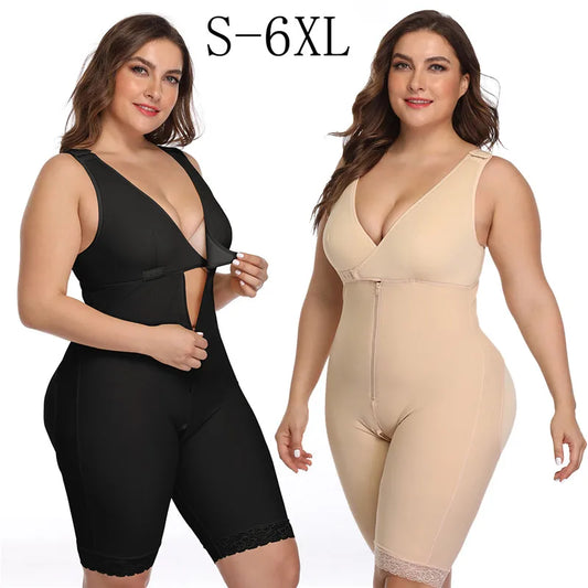 Zip Waist Lace Slimming Shaper Corset Control Shapewear Butt Lifter Strap Body Shaper Underwear Bodysuit Women Plus Size S-6xl.