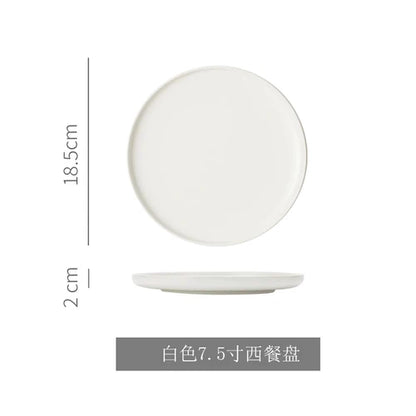 Nordic Ceramic Western Dinner Plate Steak Plate Creative Western Breakfast Plate Flat White Household Dinner Plate Dish.