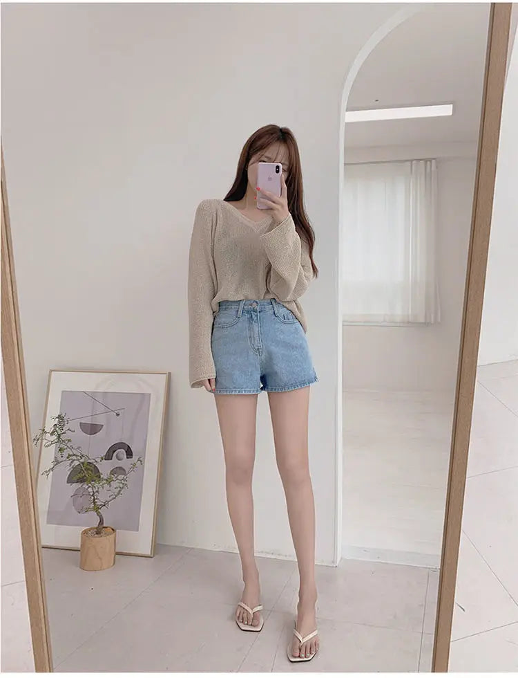 Shorts Women Summer Breathable XS-3XL Solid Simple All-match 3 Colors Girls Cute High Waist Fashion Ulzzang Streetwear Denim.