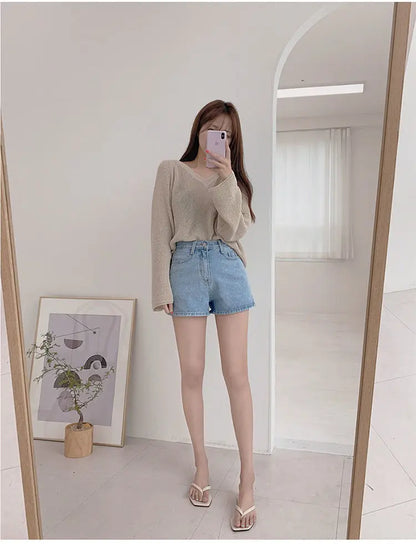 Shorts Women Summer Breathable XS-3XL Solid Simple All-match 3 Colors Girls Cute High Waist Fashion Ulzzang Streetwear Denim.
