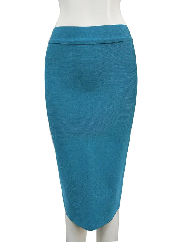 16 Colors High Quality Tight Pink Green Black Rayon Knee Length Bandage Skirt Night Club Party Skirt.