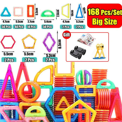30-168PCS Medium Size Magnetic Building Blocks Magnet Designer Construction Set Montessori Educational Toys For Kids Gifts.