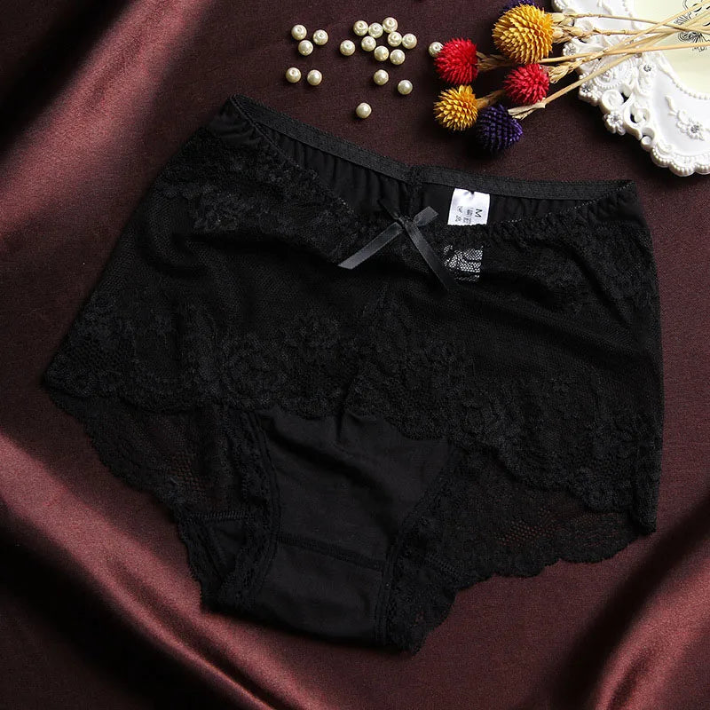 Women Modal Transparent Sexy Lace Underwear Plump Lady 3XL Large Size Hollow Seamless Panties High-Rise Soft Big Briefs.