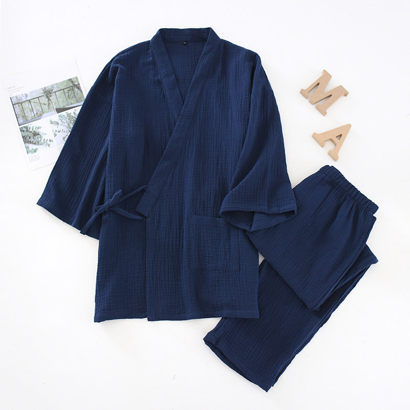2025 japanisches Kimono-Set, 100 % Baumwolle, Pyjama, zweiteilig, Paar, Yukata, lockerer Herren- und Damen-Schweißdampfanzug, Heimservice-Set.