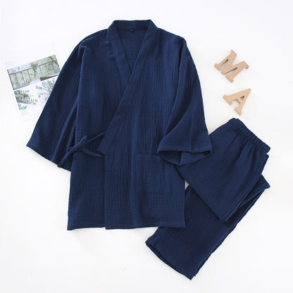 2025 japanisches Kimono-Set, 100 % Baumwolle, Pyjama, zweiteilig, Paar, Yukata, lockerer Herren- und Damen-Schweißdampfanzug, Heimservice-Set.