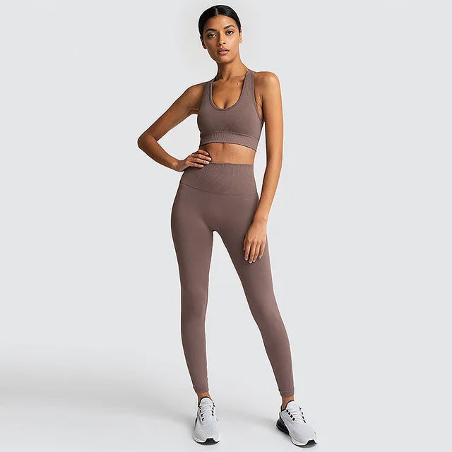 2pcs seamless hyperflex workout sport outfits for women sportswear athletic clothes gym Long Sleeve Crop Top High Waist Leggings