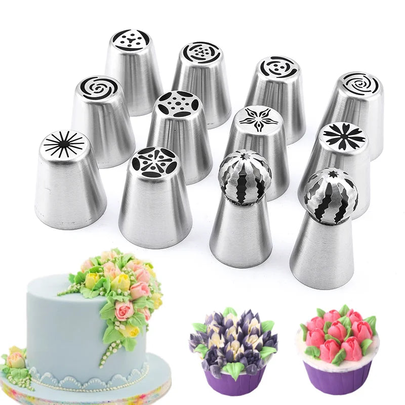 FAIS DU Russian Mounted Mouth Set Stainless Steel Kitchen Baking Supplies Set Cake Decoration Tools Nozzles Pastry Bag Set.