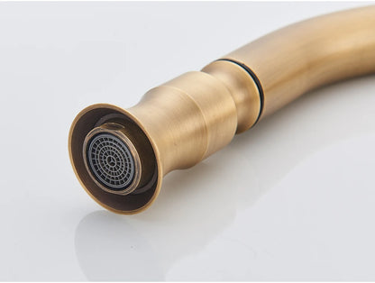 POIQIHY Antique Brass Kitchen Faucet Pull Out Bathroom Kitchen Mixers Single Handle Pull Down Cold Hot Water Tap Deck Mounted