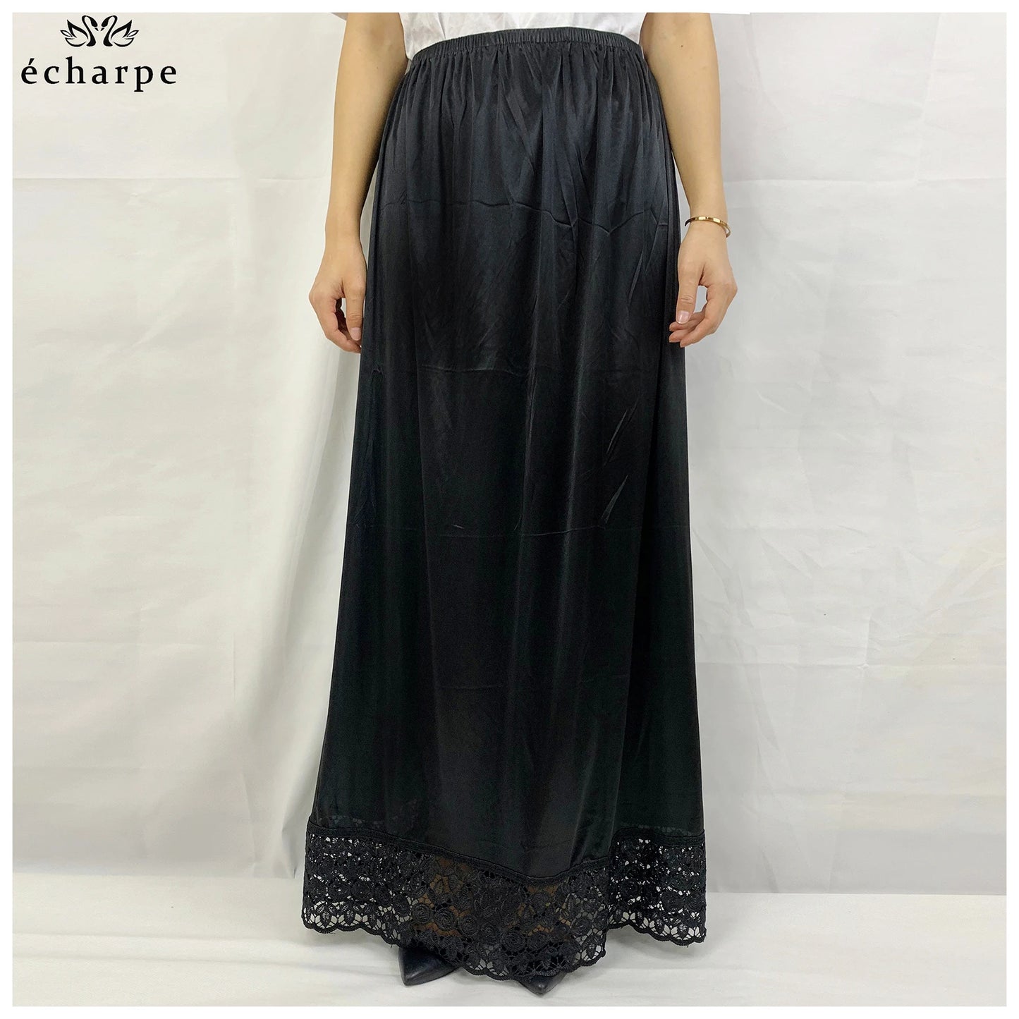 12pcs/1 dozen Muslim Women skirt Extender Slips Lace Skirts Knee Stretch High Waist Skater Flared Pleated Swing Skirt Loose