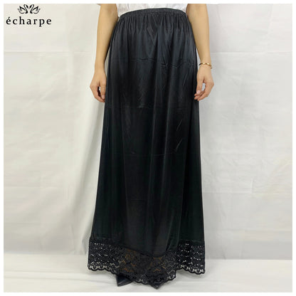 12pcs/1 dozen Muslim Women skirt Extender Slips Lace Skirts Knee Stretch High Waist Skater Flared Pleated Swing Skirt Loose