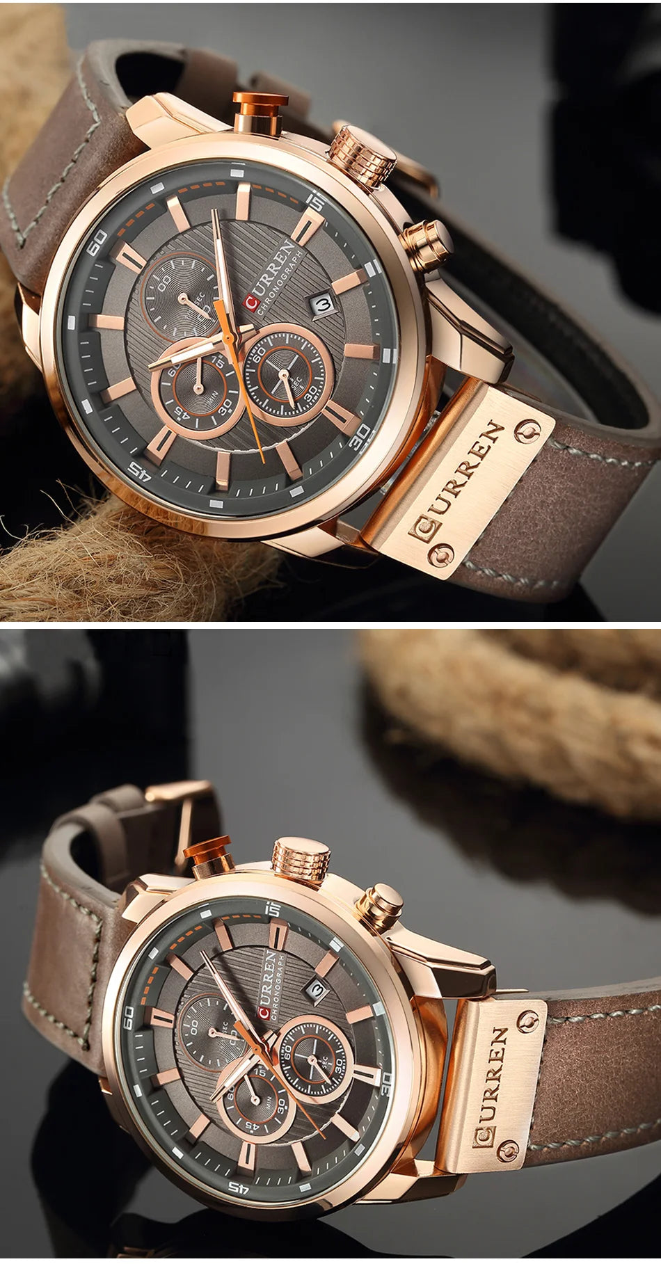 CURREN Brand Watch Men Leather Sports Watches Men's Army Military Quartz Wristwatch Chronograph Male Clock Relogio Masculino.
