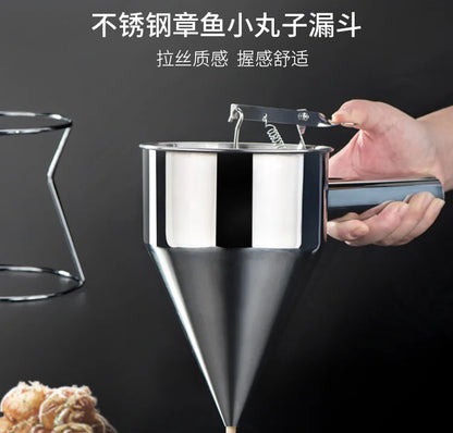 Steel Batter Dispenser with Rack Dough Funnel Cupcake Baking Dispenser Kitchen Tools.