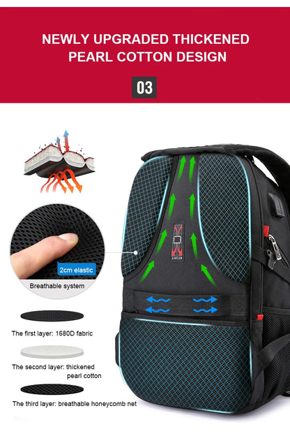 Wasserdichte 20-Zoll-Laptop-Rucksäcke USB-Lade Schultasche Diebstahlsicherer Herren-Rucksack Reiserucksack Männlicher Mochila Hohe Kapazität.