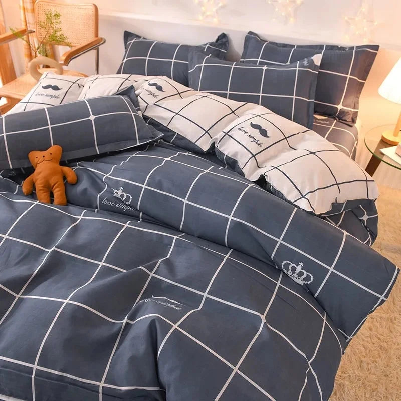 Lattice Bedding Sets Children Bed Linens Sheet Printed Duvet Cover Single Double Queen Size Quilt Covers Sets Bedclothes.