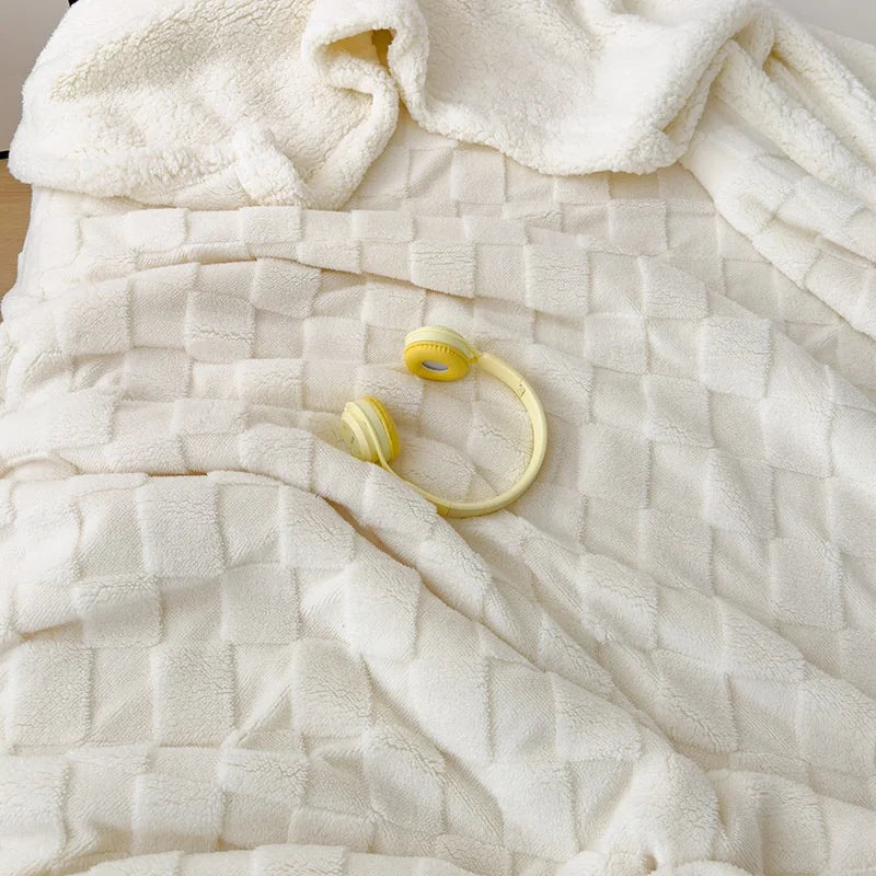 Ornate Jacquard Taffeta Comfort Blanket 100% Polyester Double-Layer Knitted Eco-Friendly Embroidered Pattern.