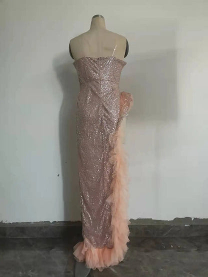 Vestidos Gala Prom Dresses Glitter Sequin Side Slit Sweetheart Mermaid Party Dress Vestidos.