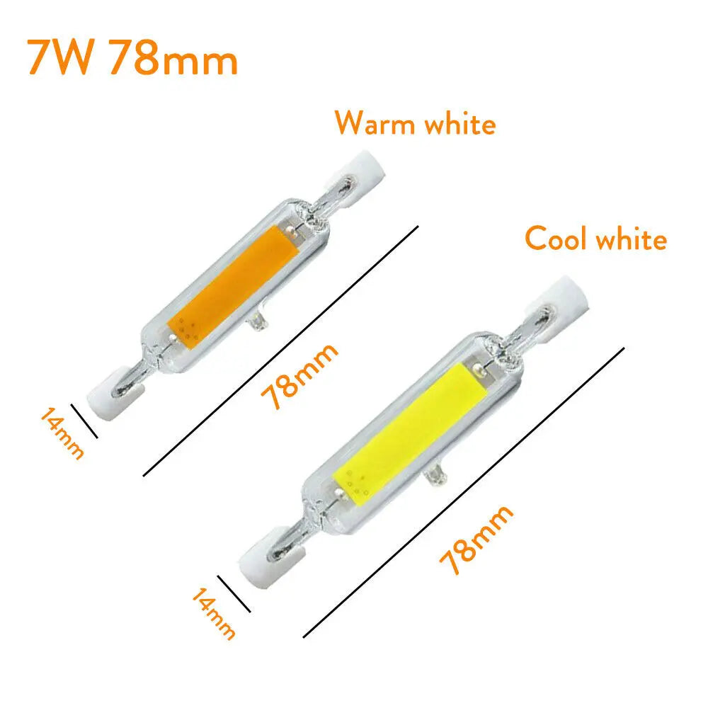 R7s LED 78mm 118mm 7W 12W 15W 25W Dimmable COB Bulbs Ceramic Glass Tube Light Ampoule Replacement Halogen Bombillas Spotlight