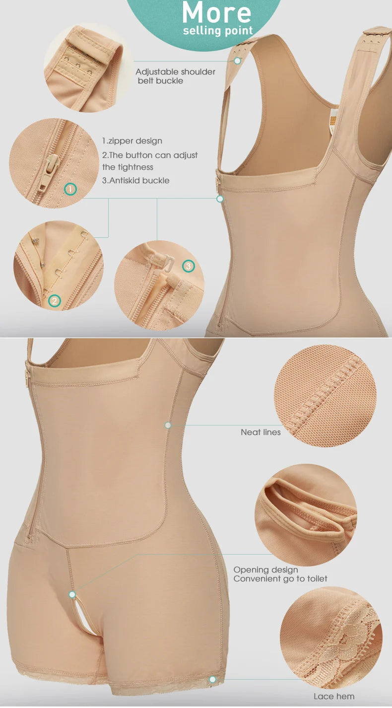 Women Full Body Shapewear Open-Bust Underwear Waist Trainer Corset Seamless Slimming Bodysuit Butt Lifter Plus Size 6XL