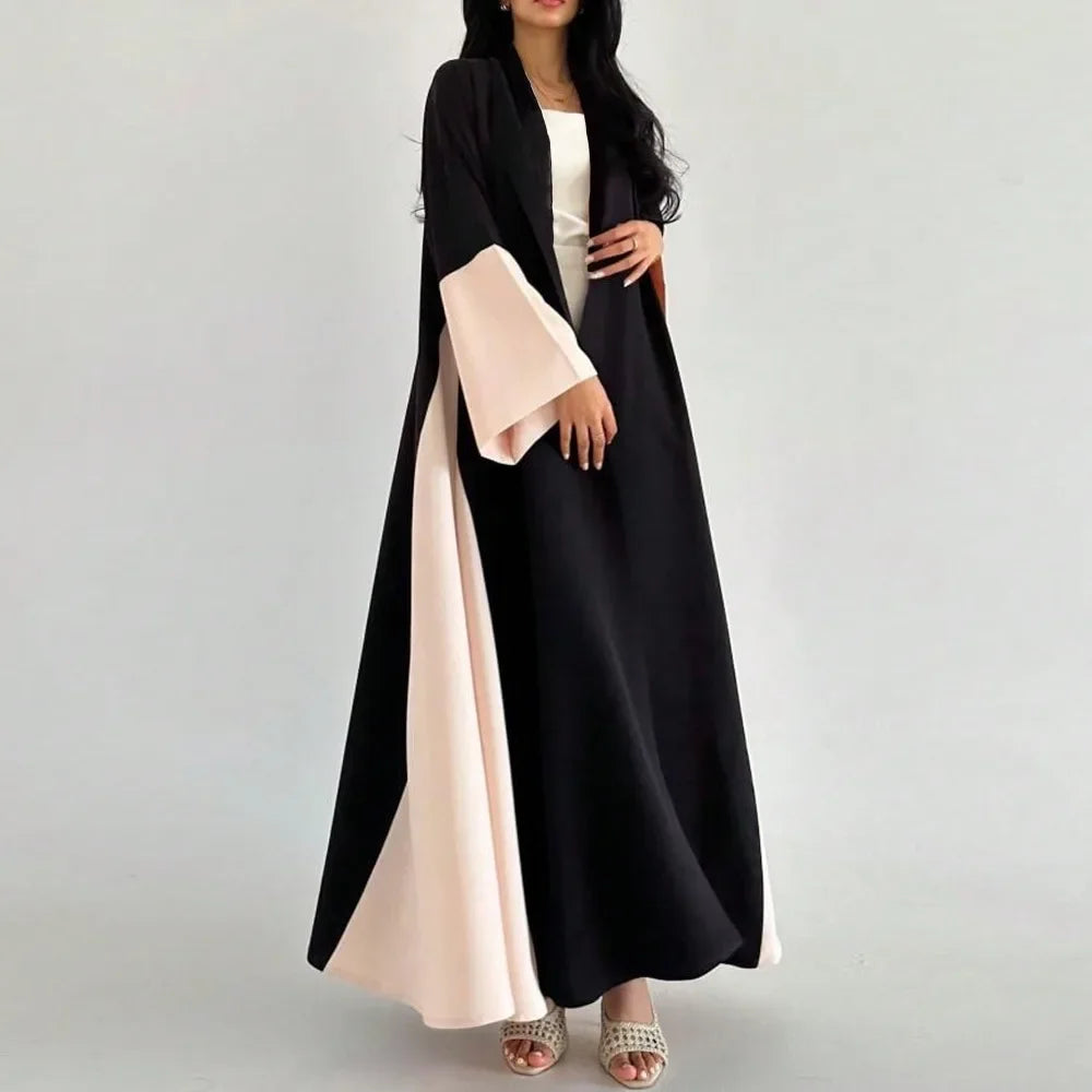 Middle-East Ethnic Clothing Loose Open Front Abaya Muslim Women Abayas Casual Kaftans Islamic Full Sleeve Maxi Dresses Jilbabs.