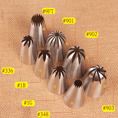 8Pcs/Set Large Stainless Steel Pastry Nozzles Icing Piping Tips Cream Rose Cake Decorating Cupcake Kitchen Baking Tools.