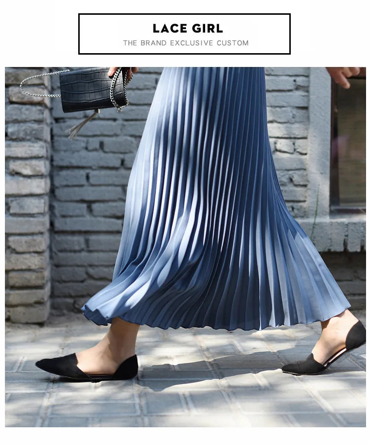 Classical Women Pleated Skirt 90cm/80cm Long Female Elastic Waist Skirt Big Size Velvet Pleated Skirt for Winter Ankle-Length