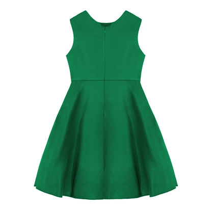 Mädchen Sommer ärmelloses Prinzessinnenkleid Elegantes Satin Hochzeit Brautjungfer Partykleid Große Schleife A-Linie Tutu für Geburtstagsabend