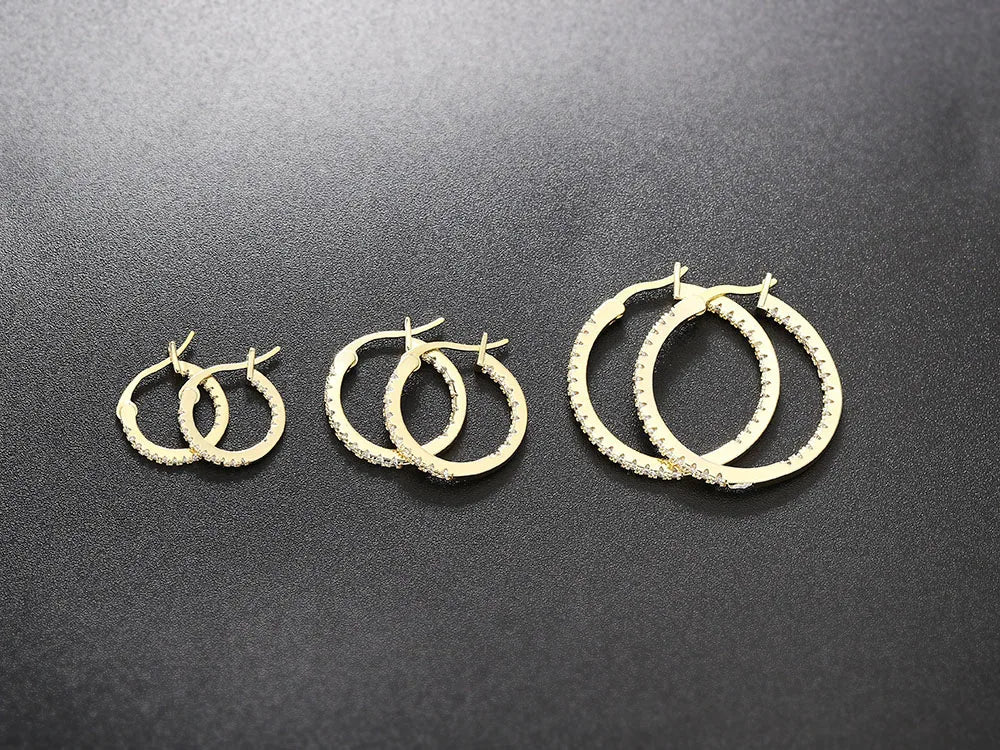 Hoop Earrings for Women Fashion Trend Micro-inlaid Zircon Small & Big Pierced Cartilage Ear Hoops Punk Jewelry Accessories E398.