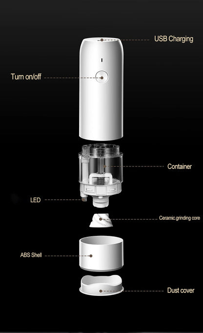 Electric Automatic Salt and Pepper Grinder Set Rechargeable With USB Gravity Spice Mill Adjustable Spices Grinder Kitchen Tools.