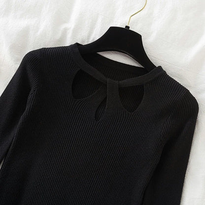 2025 Fashion Hollow Out Women Sweaters Autumn Winter Tops Slim Women Pullover Knitted Sweater Basic Solid Jumper Soft Warm Pull.