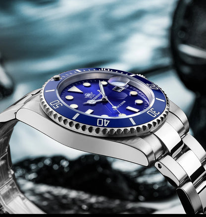 ADDIESDIVE Stainless Steel Watch Men's European and American Business Leisure Quartz Watch Waterproof Outdoor Sports Watch.