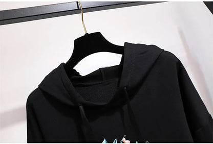 150Kg Plus Größe frauen Frühling Herbst Mit Kapuze Gedruckt Sweatshirt Büste 155cm 6XL 7XL 8XL 9XL 10XL Lange-ärmeln Top Schwarz Weiß
