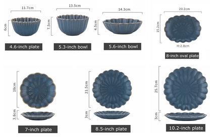 1pc Japanese Dinnerware Ceramic White Blue Dinner Plate Serving Dishes Rice Ramekin Sauce Bowl Microwave Safe.