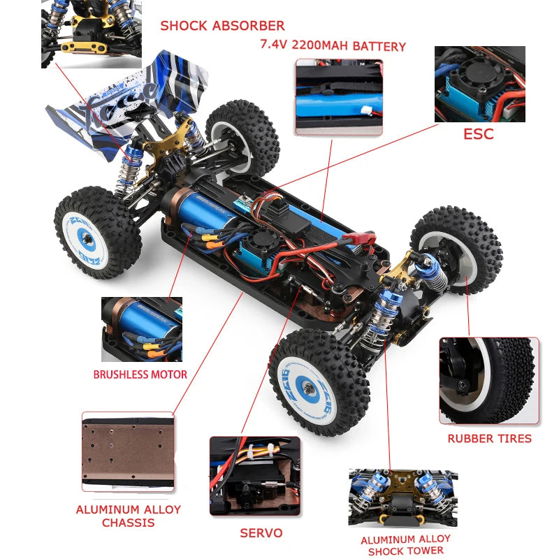 Wltoys New 124017-V8 1/12 2.4G Racing RC Cars 4WD Brushless Motor 75Km/H High Speed Remote Control Off-road Drift Toys For Aduit.