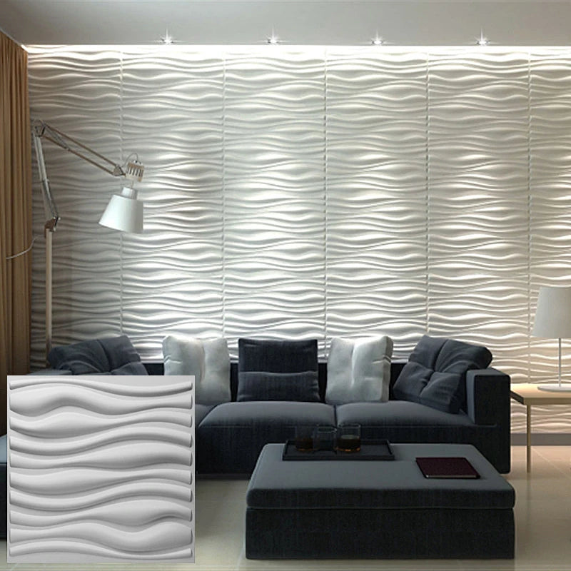 30x30cm Waves 3D Wall Panel wave Diamond Design Non self-adhesive plastic tile 3D wall sticker living room Bathroom wall paper
