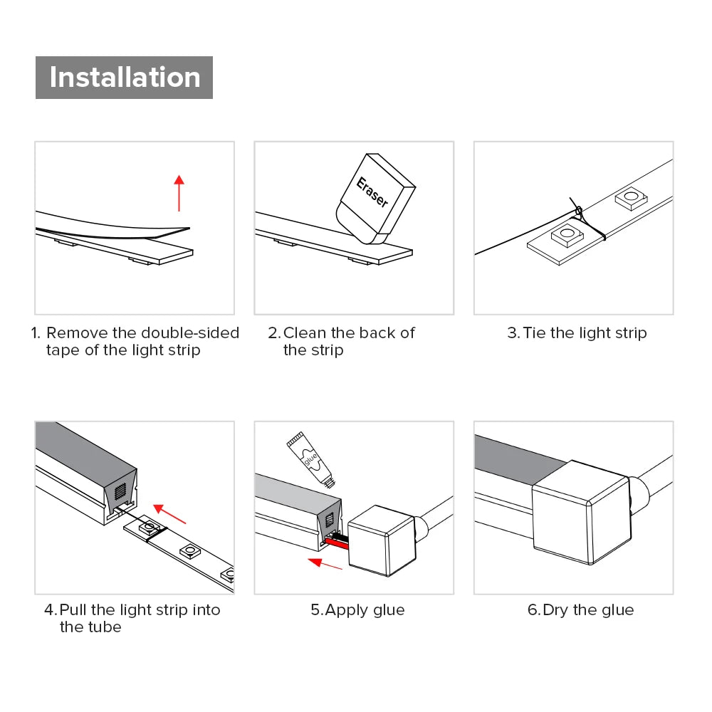 WS2812B WS2811 Neon Sign Tube SK6812 RGBW LED Strip Light Silica Gel 1m 2m 3m 4m 5m Flexible Neon Soft Lights Tube for Outdoors.