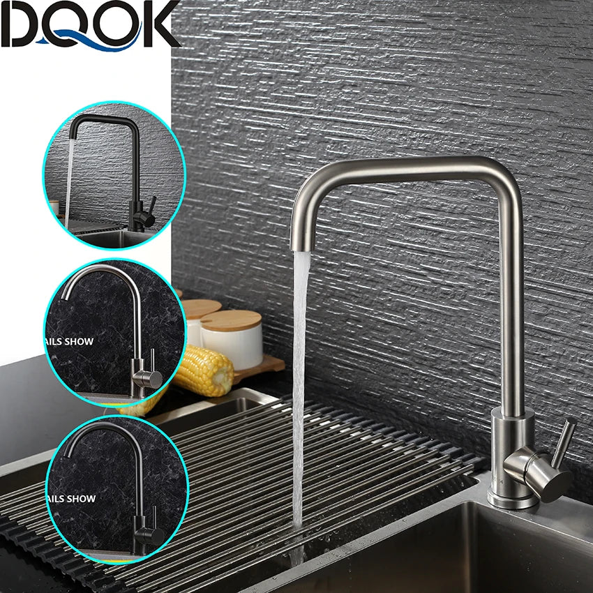 Black Kitchen Faucet Stainless Steel Kitchen Mixer Single Handle Single Hole Kitchen Faucet Brushed Nickle Mixer Sink Tap