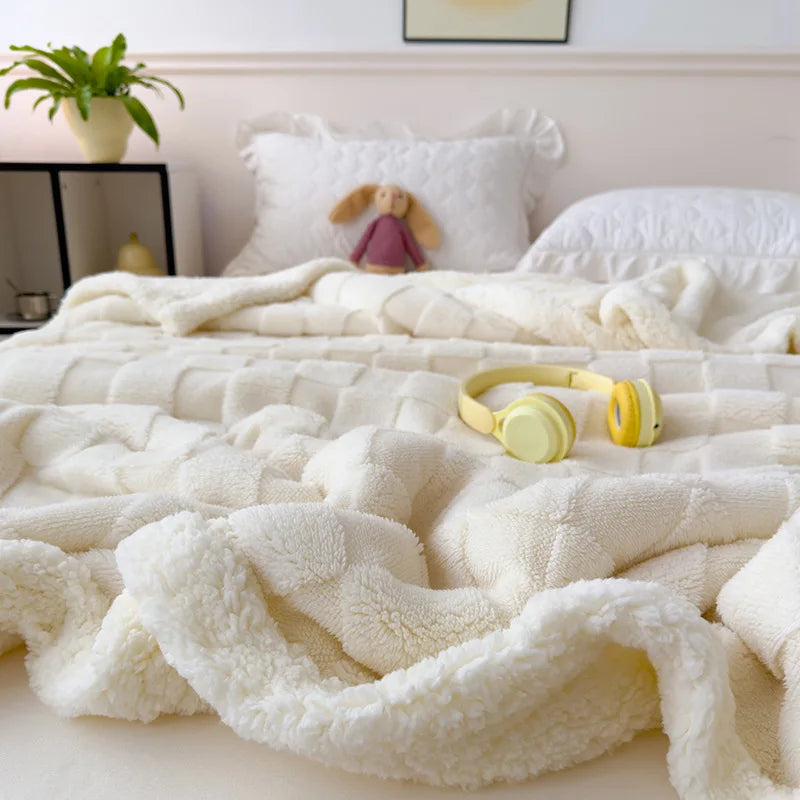 Ornate Jacquard Taffeta Comfort Blanket 100% Polyester Double-Layer Knitted Eco-Friendly Embroidered Pattern.