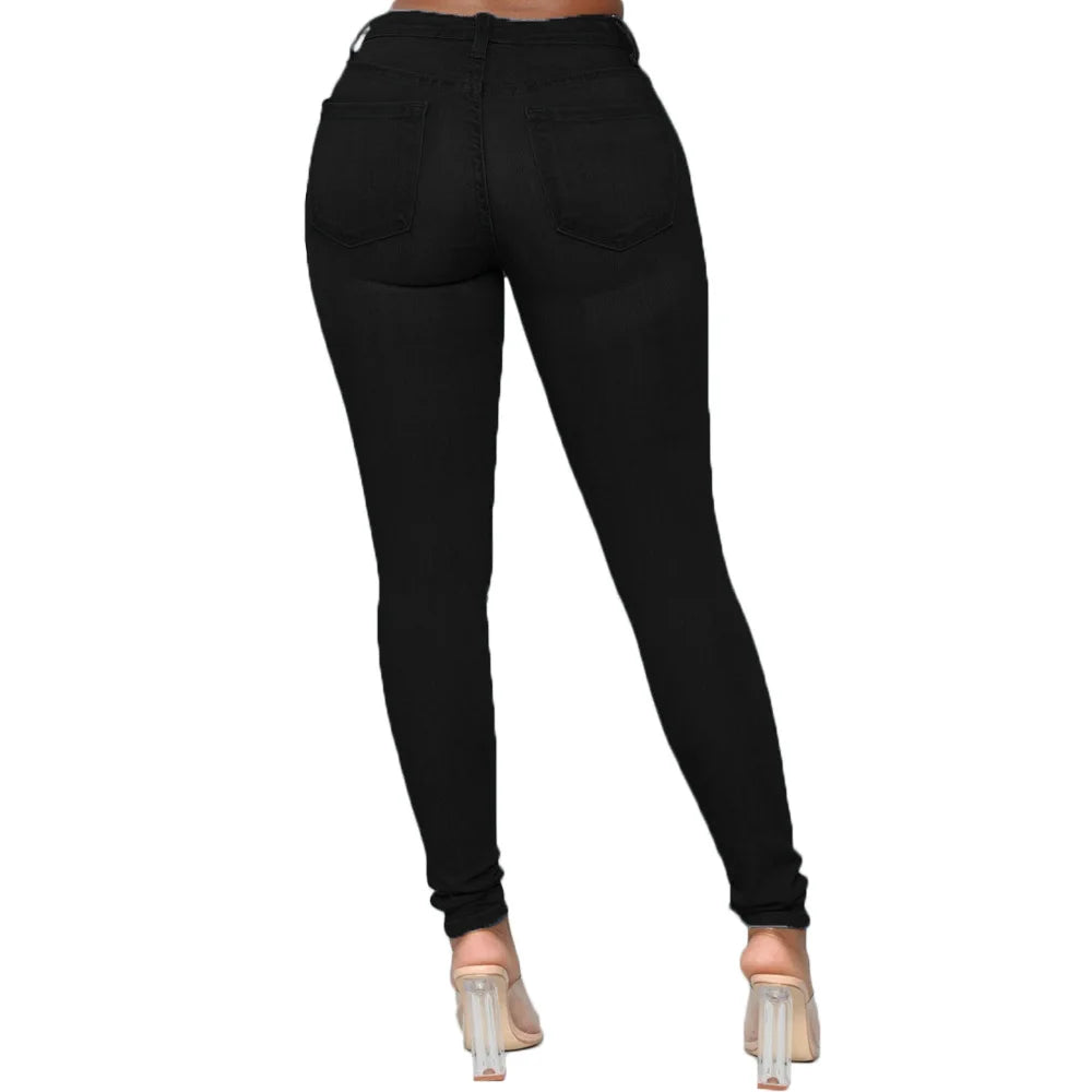 XS-6Xl High Waist Stretch Skinny Pencil Jeans Pants Women Plus Size Denim Trouser.