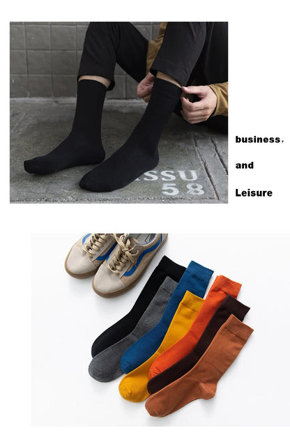 5Pairs New High Quality Business Casual Men Socks Black Men's Dress Long Socks Autumn Keep Warm Colorful Full Happy Socks Male.