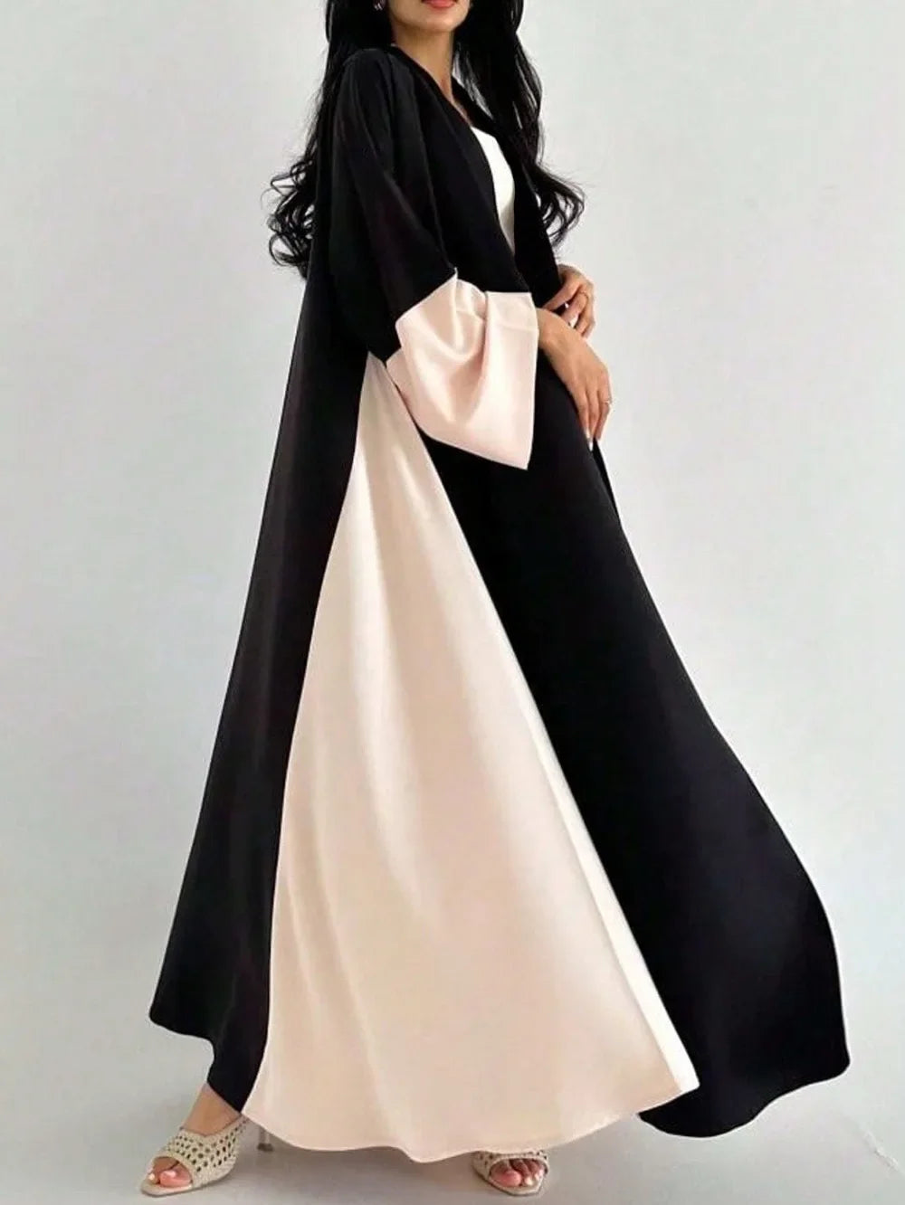 Middle-East Ethnic Clothing Loose Open Front Abaya Muslim Women Abayas Casual Kaftans Islamic Full Sleeve Maxi Dresses Jilbabs.