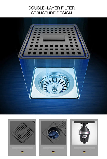 ASRAS New Nanometer Kitchen Sink Handmade Sink 4mm Thickness 240mm Depth Large Size Single Kitchen Sink With Drain Plate Sinks