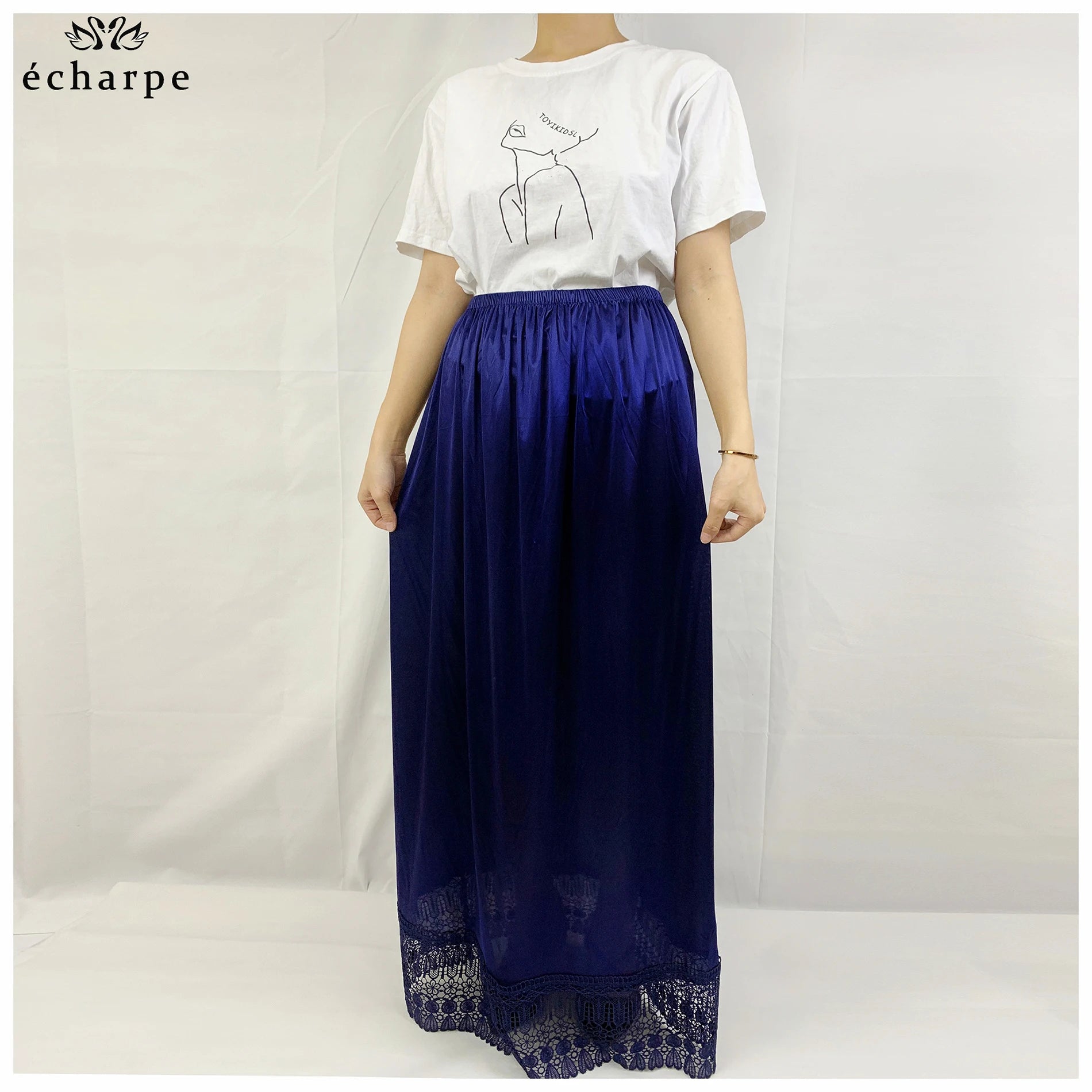 12pcs/1 dozen Muslim Women skirt Extender Slips Lace Skirts Knee Stretch High Waist Skater Flared Pleated Swing Skirt Loose.