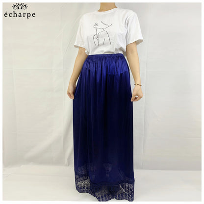 12pcs/1 dozen Muslim Women skirt Extender Slips Lace Skirts Knee Stretch High Waist Skater Flared Pleated Swing Skirt Loose.