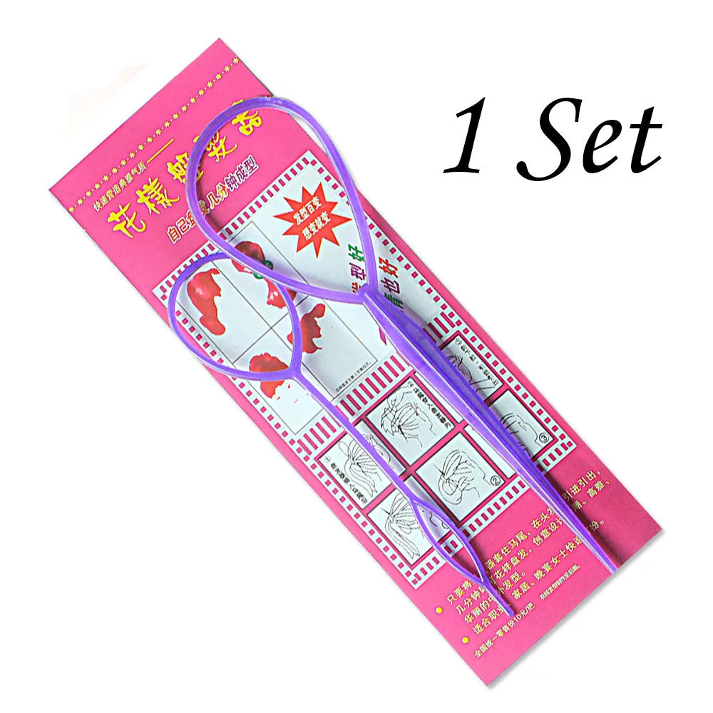 Plastic Hair Loop Styling Tool Magic Topsy Tail Hair Braid Ponytail Styling Clip Bun Maker For Girls Hairstyles.